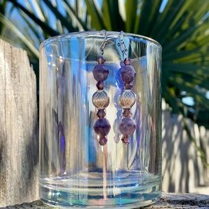 Elegant Purple and Silver Crystal Handmade Beaded Earrings